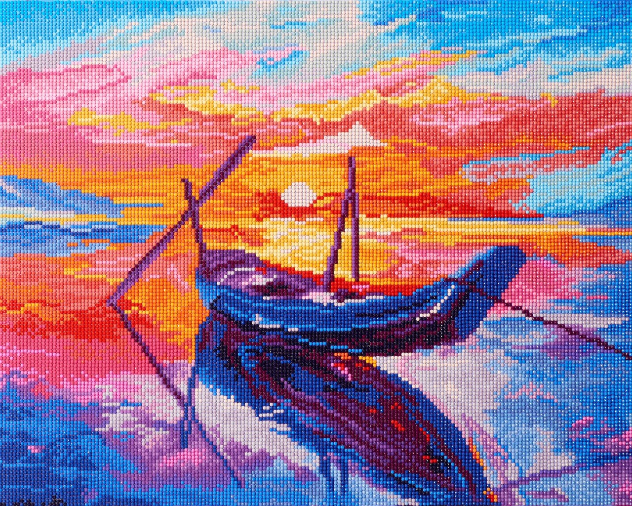 DIAMOND ART BY LEISURE ARTS Diamond Painting Kits For Adults 16"x20" Advanced Sunset Boat, Full Drill, Diamond Art Kits, Dimond Art, Diamond Art for Adults, Diamond Art Kit